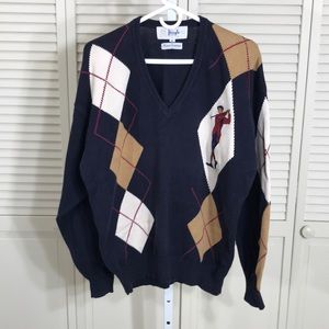 Vintage Pringle of Scotland Golf Argyle Sweater XL